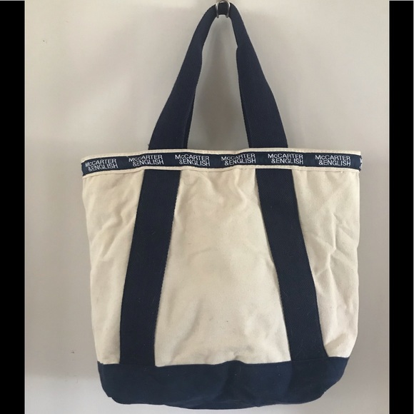 Canvas Tote Zip closure Cream/Navy McCarter&English - Picture 2 of 10